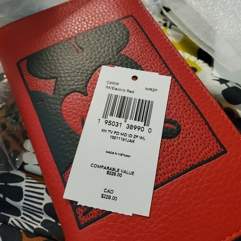 NWT Coach Disney Mickey Mouse X Keith Haring Leather Mollie Tote & Wallet Set